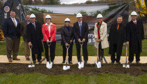 Group of LECOM Leaders with shovels at the breaking ground ceremony at LECOM's Corry Memorial Hospital